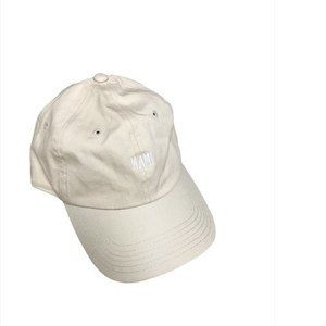 Mami Adjustable Baseball Style Hat Cream with White Embroidery 100% Cotton NWOT